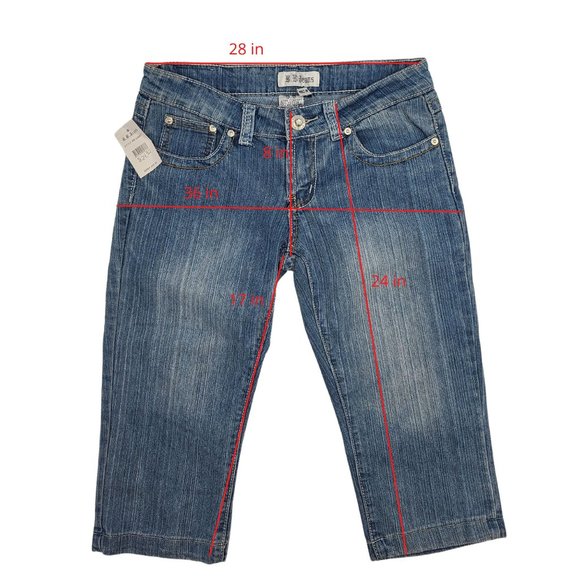 New BB Jeans Denim Capri Size 7 New Rhinestone - Picture 3 of 8